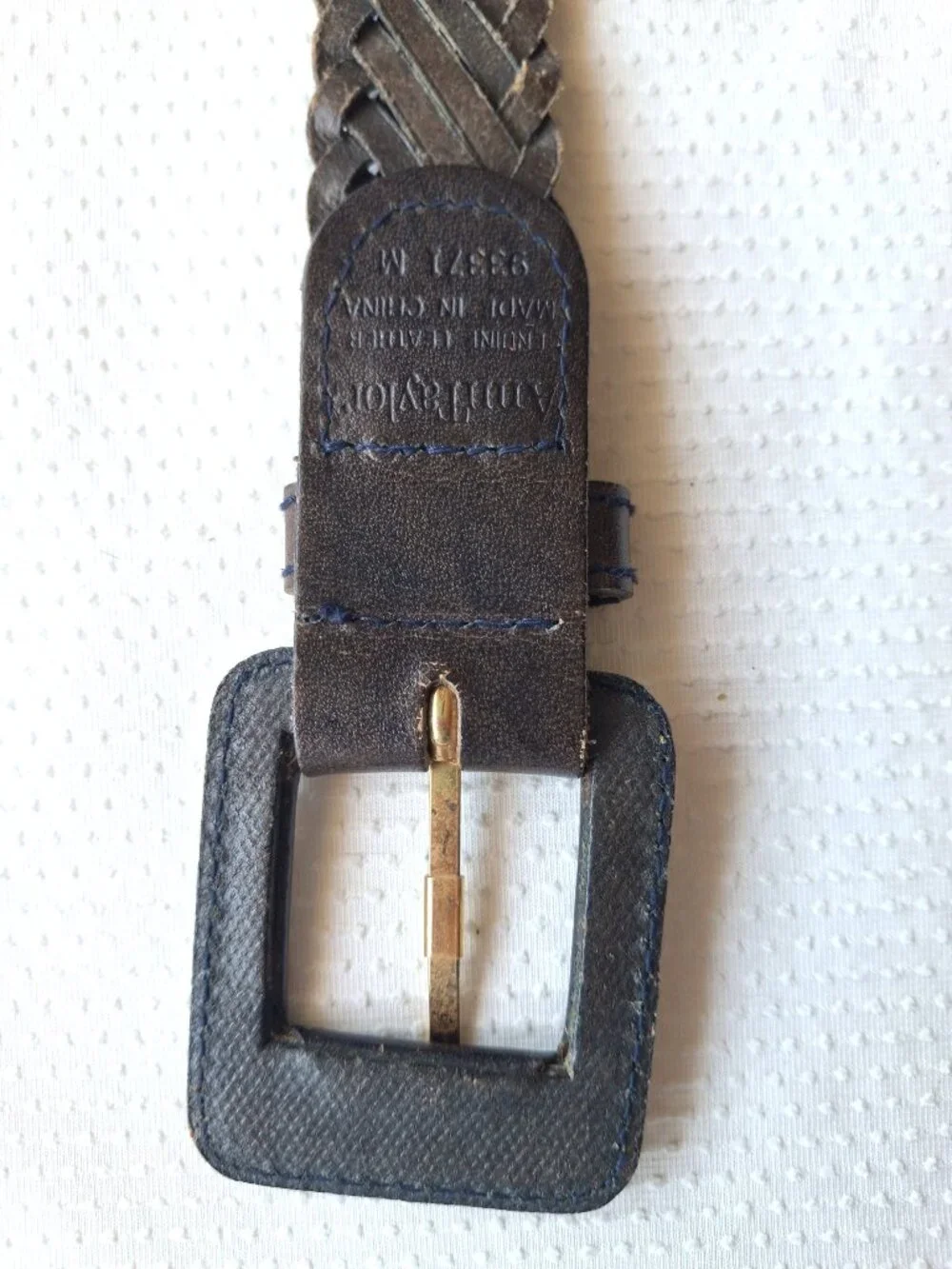 Ann Taylor Brown Braided Leather Belt Women's Square Buckle Size M Woven VTG
